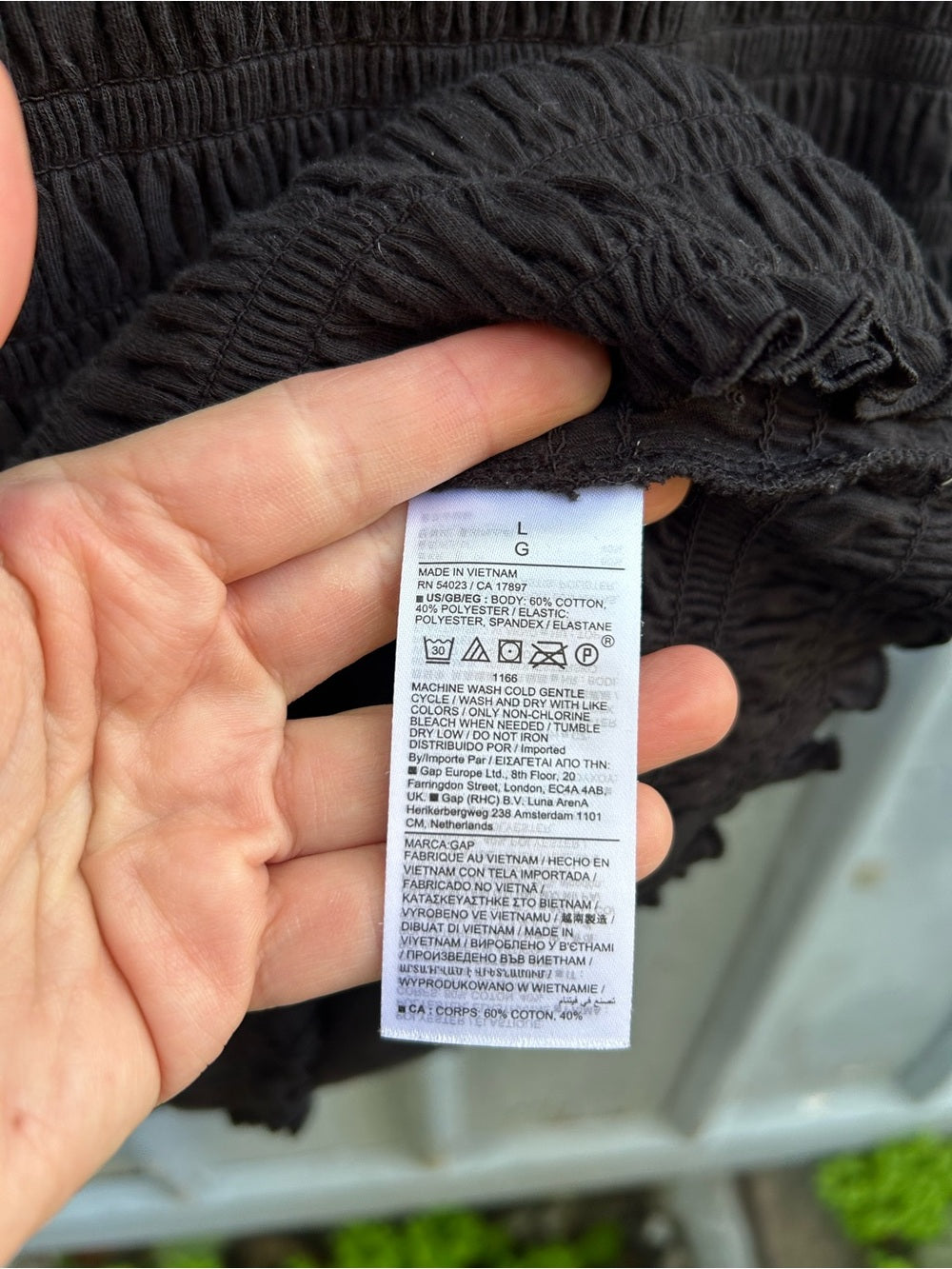 Gap Black Smocked Mock Neck Dress size L