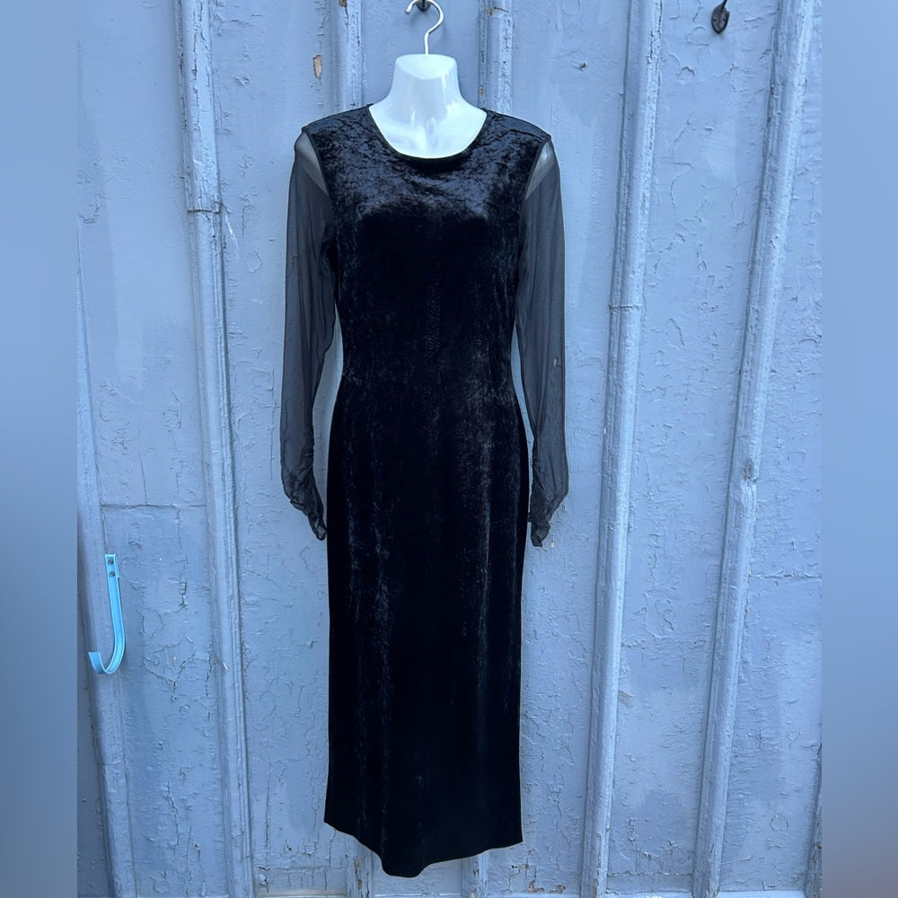 Lida Baday Velvet Bod Con Midi Dress, Size S/M