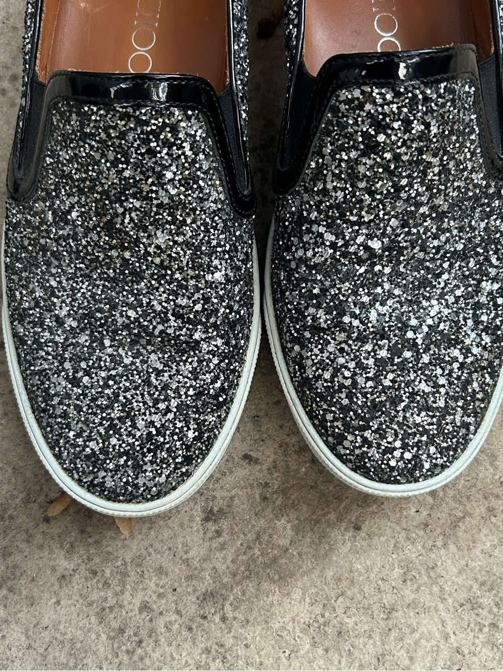 Jimmy Choo Sparkle Demi Skate Sneakers, size 38.5 (7.5)