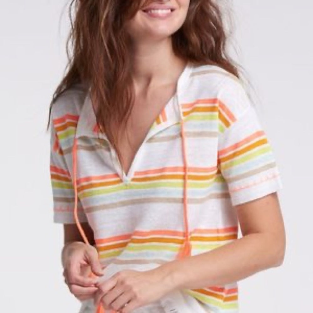 Lisa Todd beachy striped tassel sweater, size M