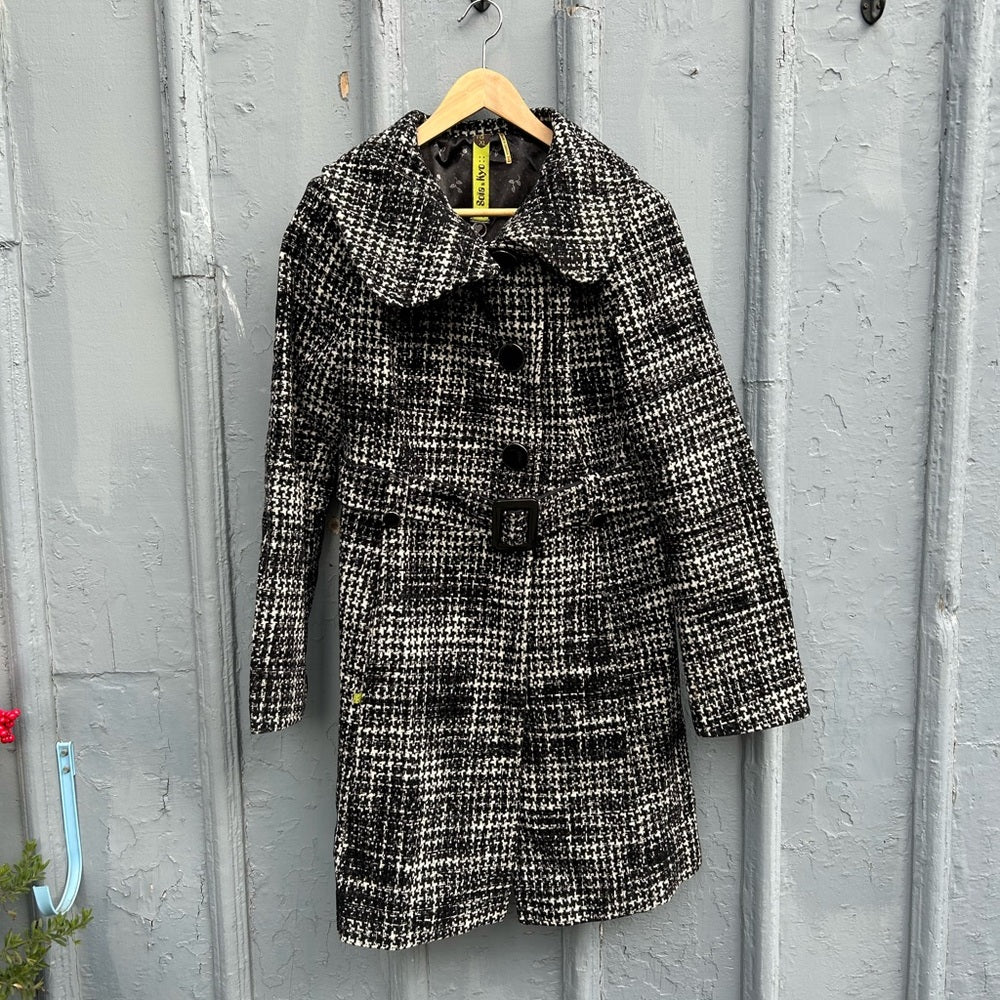 SOIA & KYO Houndstooth Wool Coat, Size XL