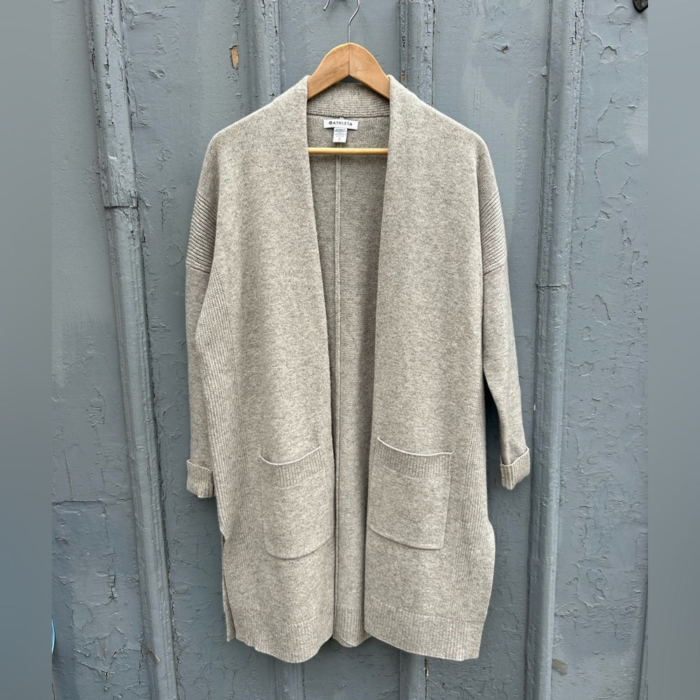 Athleta Spirit Wool Cashmere Grey Cardigan, size Small
