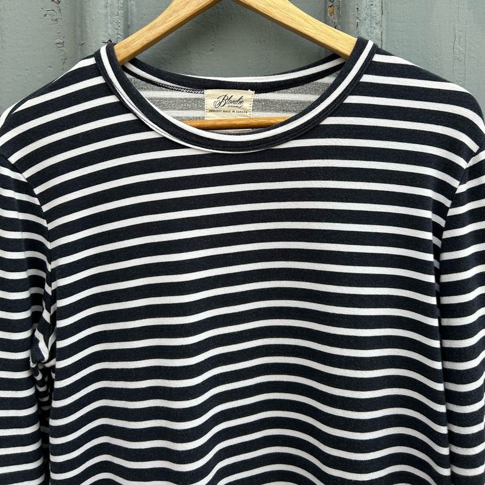 Blondie Apparel Navy Striped Hillside Sweater, Large