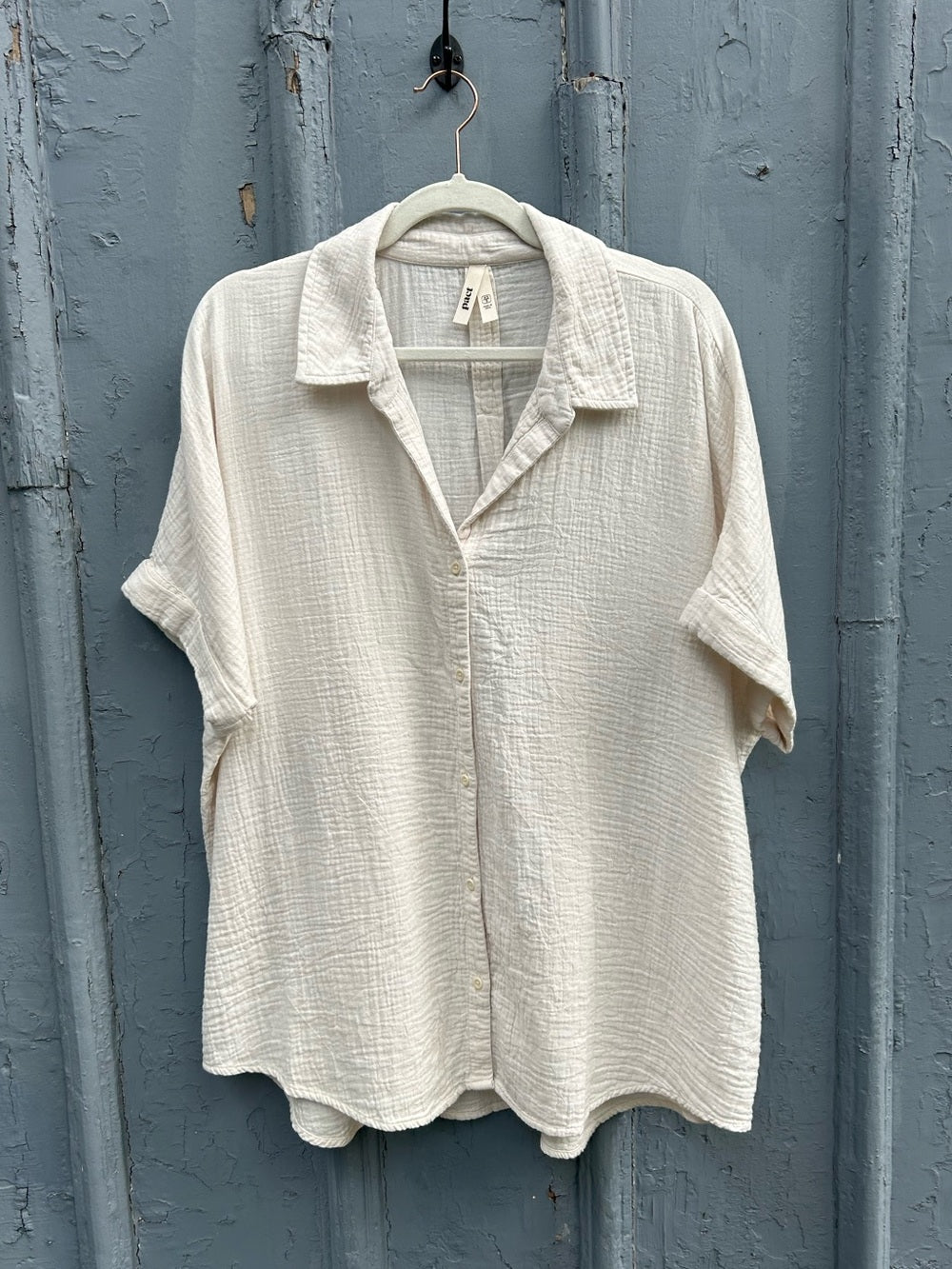 Pact coastal Double Gauze Oversized Cotton Shirt, size xs/small