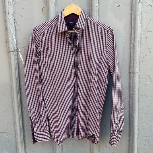 Ted Baker “Galsfod” purple plaid buttondown, size Ted 3 (medium)