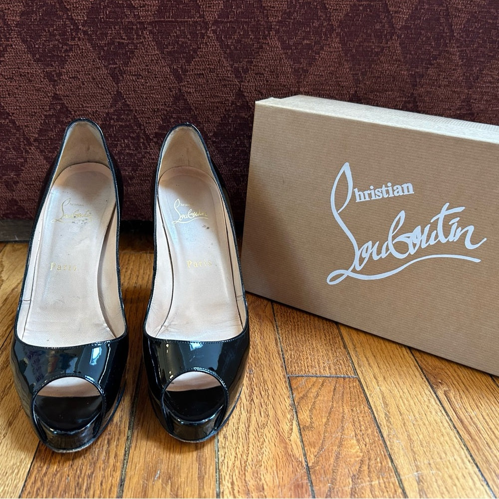 Christian Louboutin Black Very Privé 120 Patent, size 38.5