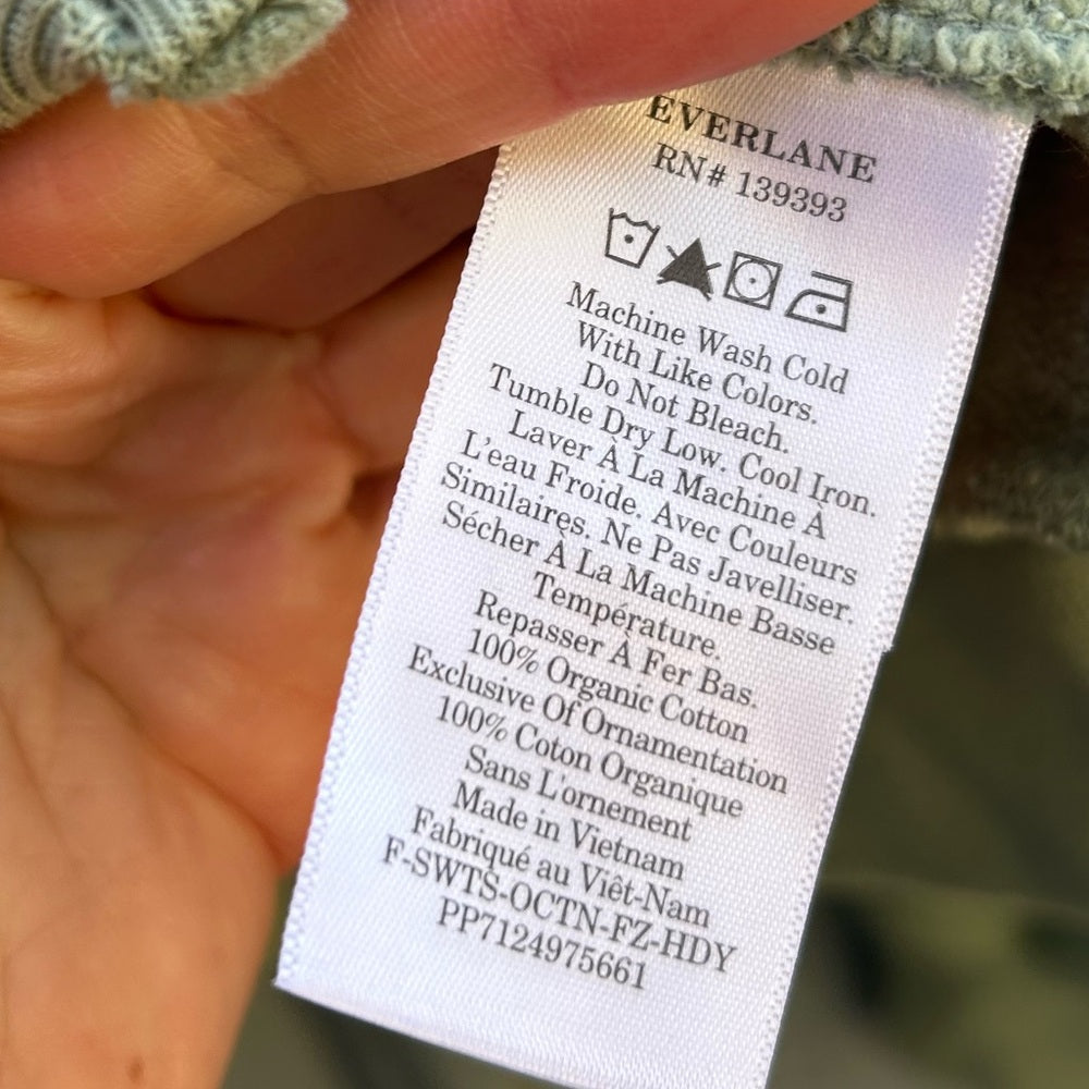 Everlane Seafoam Green The Track Zip Front Crop Hoody, size S