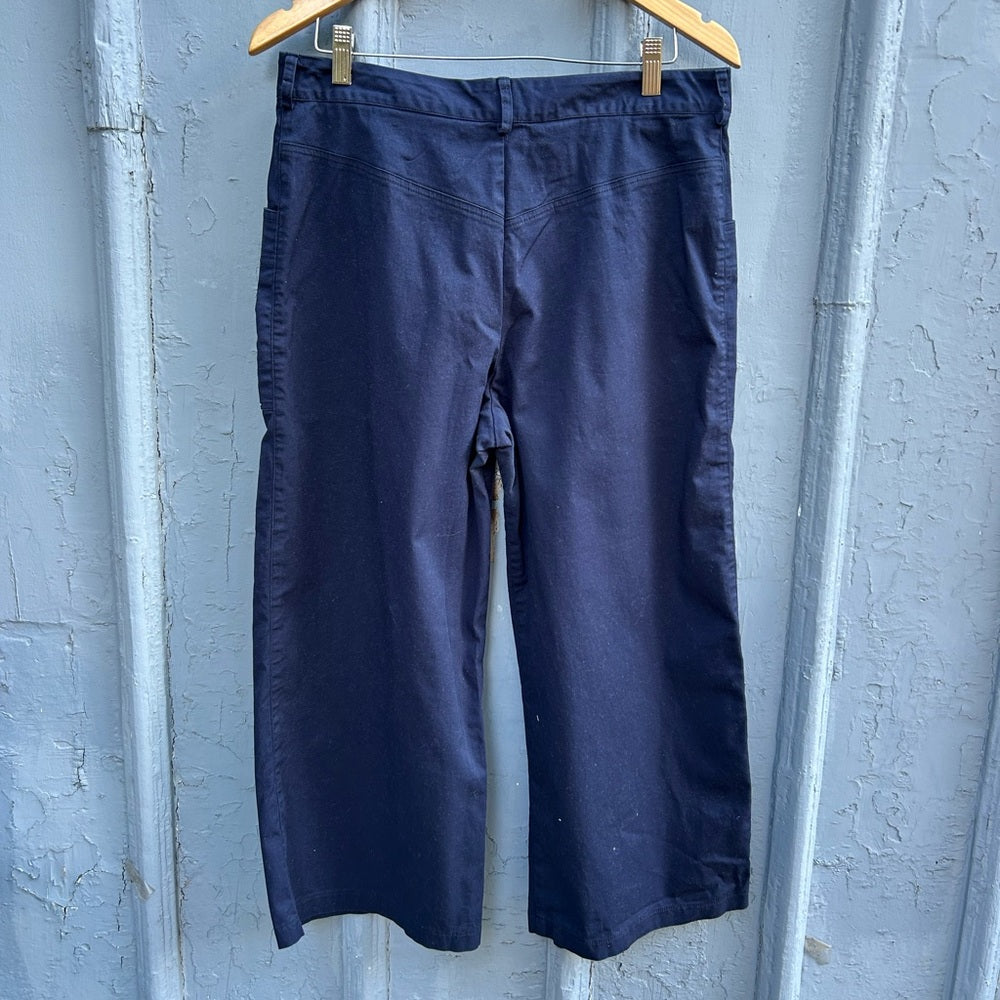 Jennifer Glasgow Navy Elliot Wide leg Pants, size Large