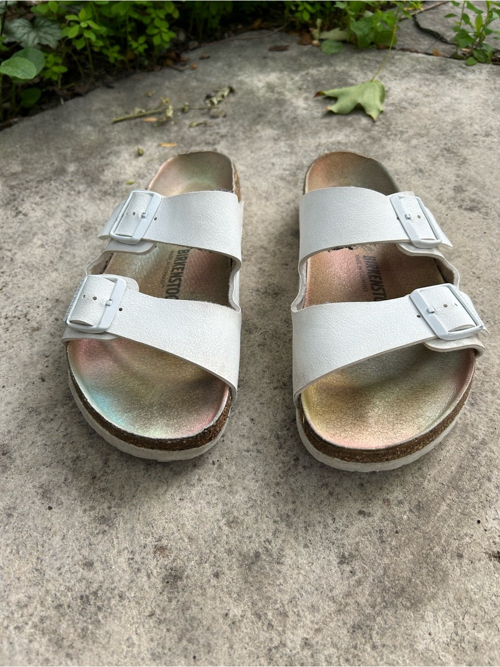 Birkenstock White Arizona Slides, size 41