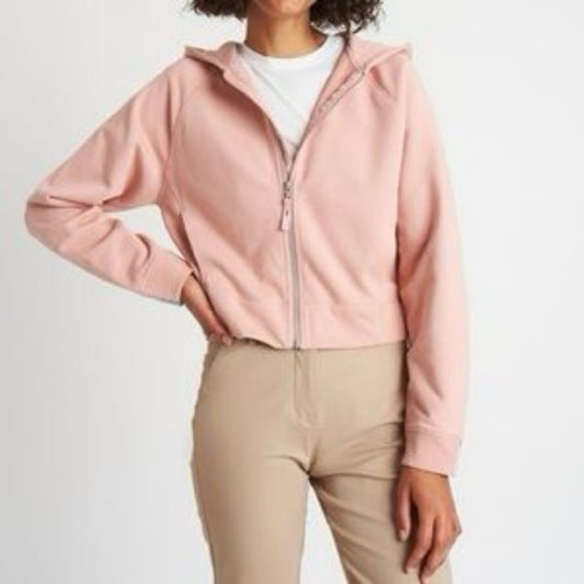 Kit and Ace Dusty Pink Pacific Coast Full Zip Cropped Hoodie, size M