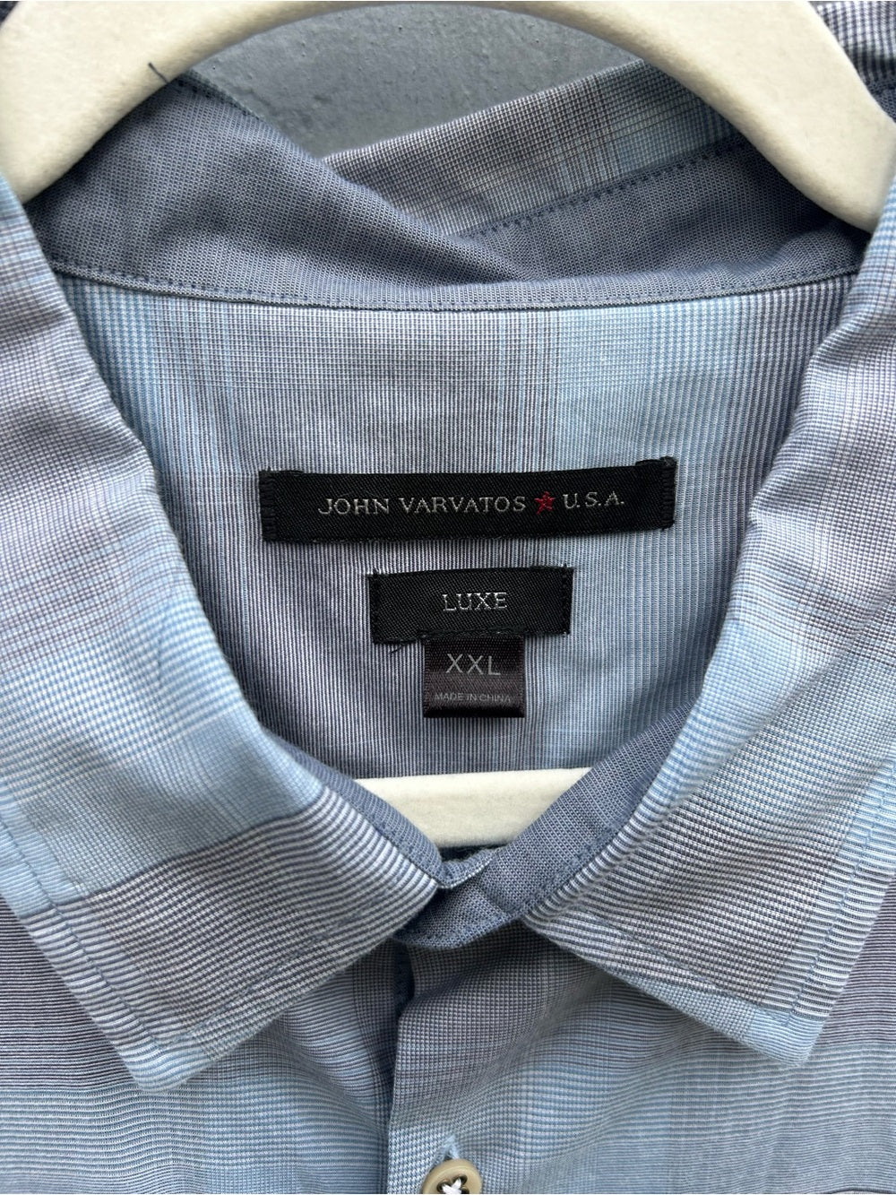 John Varvatos Luxe Blue Plaid SS button down, size XXL
