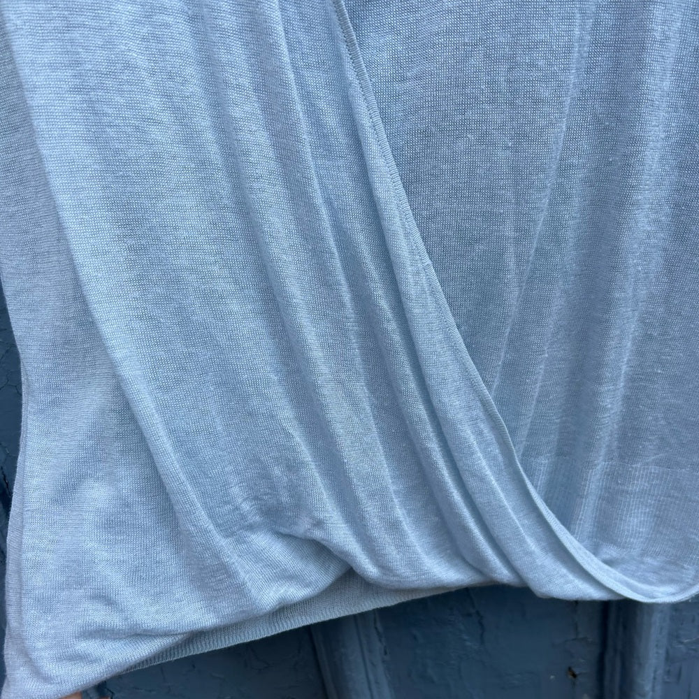 Theory linen blend knit sleeveless blue top, size M