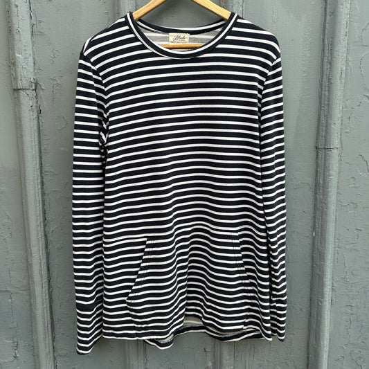 Blondie Apparel Navy Striped Hillside Sweater, Large