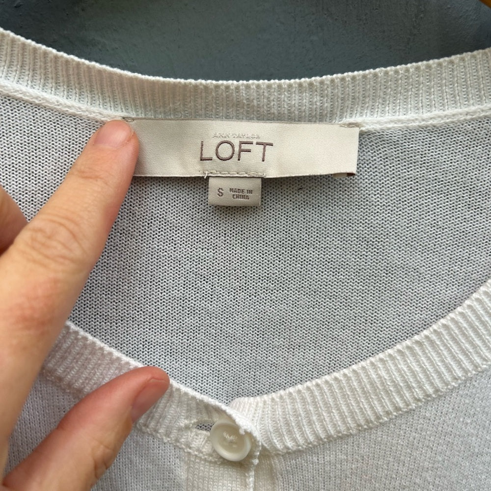 Ann Taylor Loft cream Cotton cardigan, size S