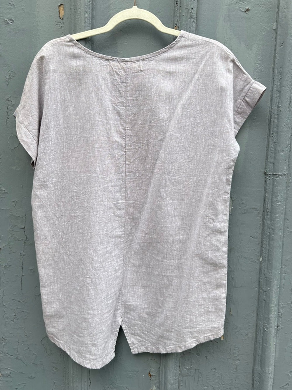 Pan Grey Striped Linen Cotton Blouse, Small
