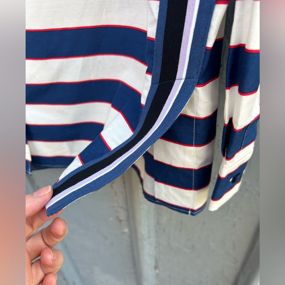 Lacoste Striped Button-down with knit stripe down sides, size 38 (M)