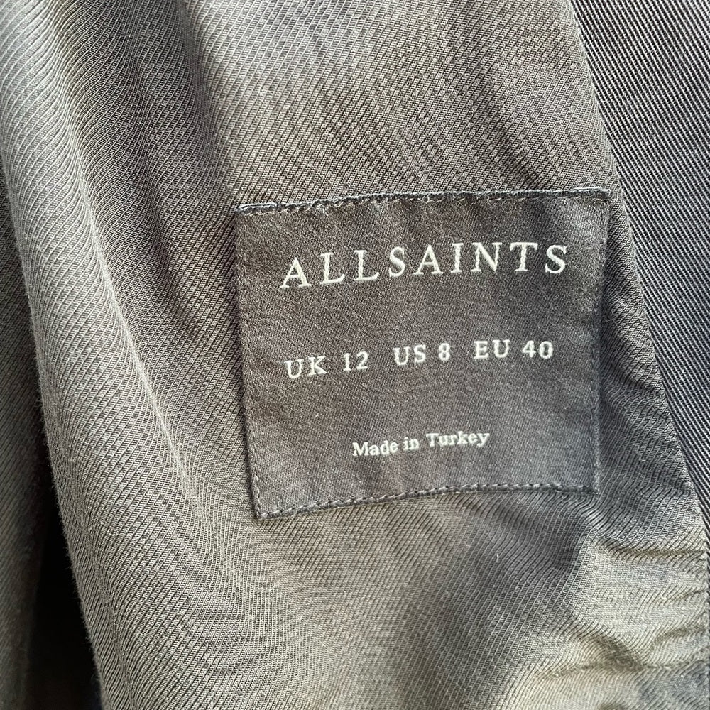 ALLSAINTS Hace Black Trench coat, size 8