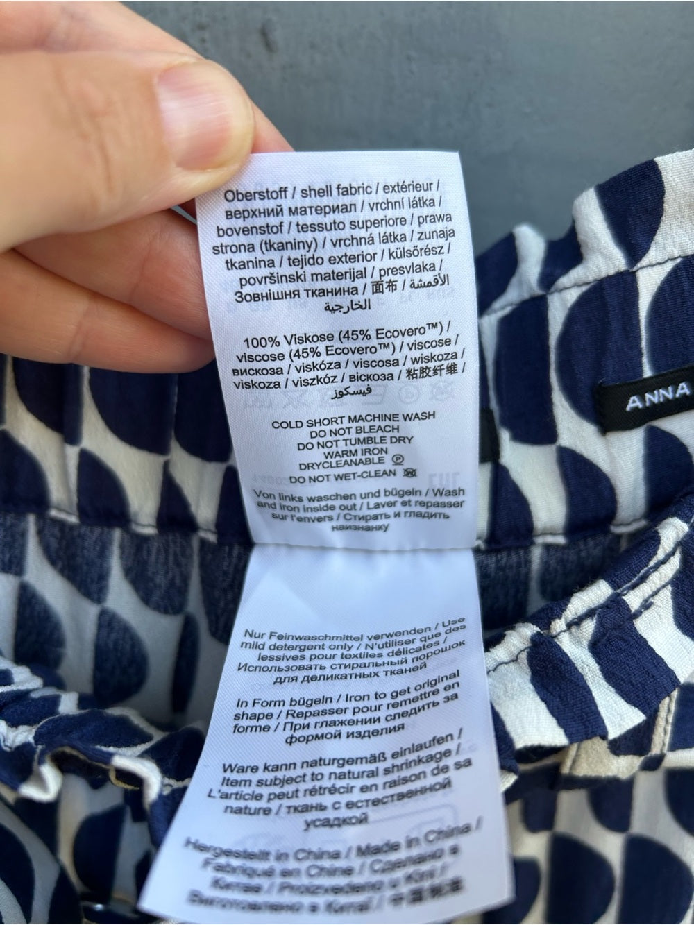 Olsen Blue & White Geometric Anna Pant, Size 16