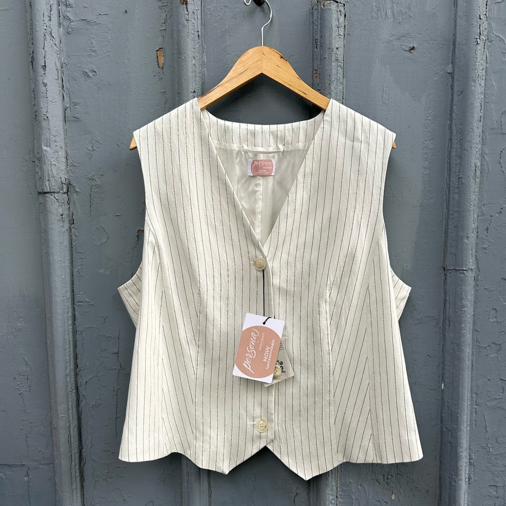 Marina Rinaldi Persona Pin Striped Waist Coat, BNwT, size 16