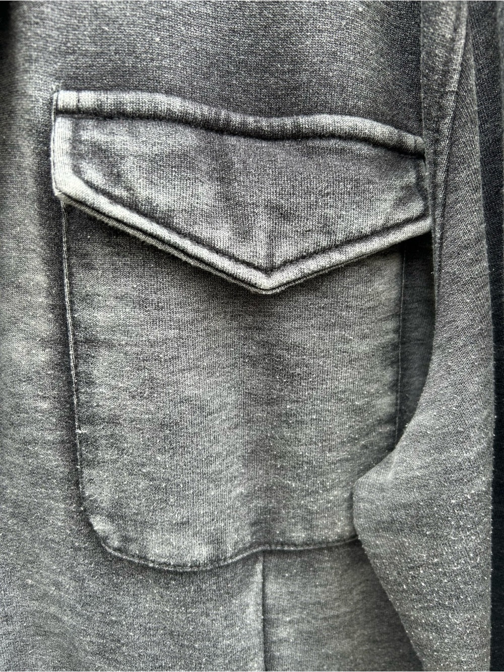 John Varvatos Grey distressed button up jersey jacket, size XXL