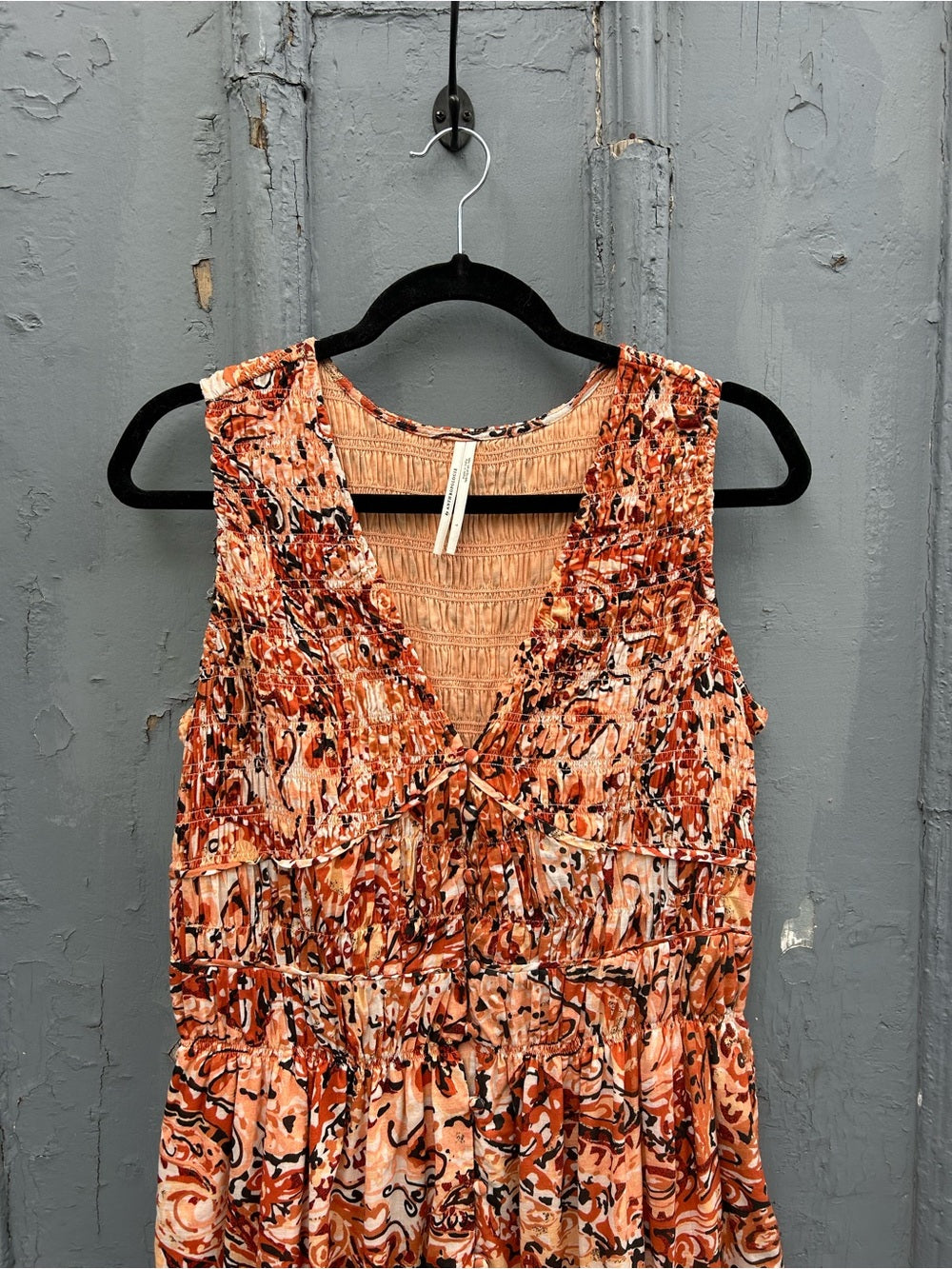 Anthropologie Peregrine Smocked Orange Maxi Dress, Large