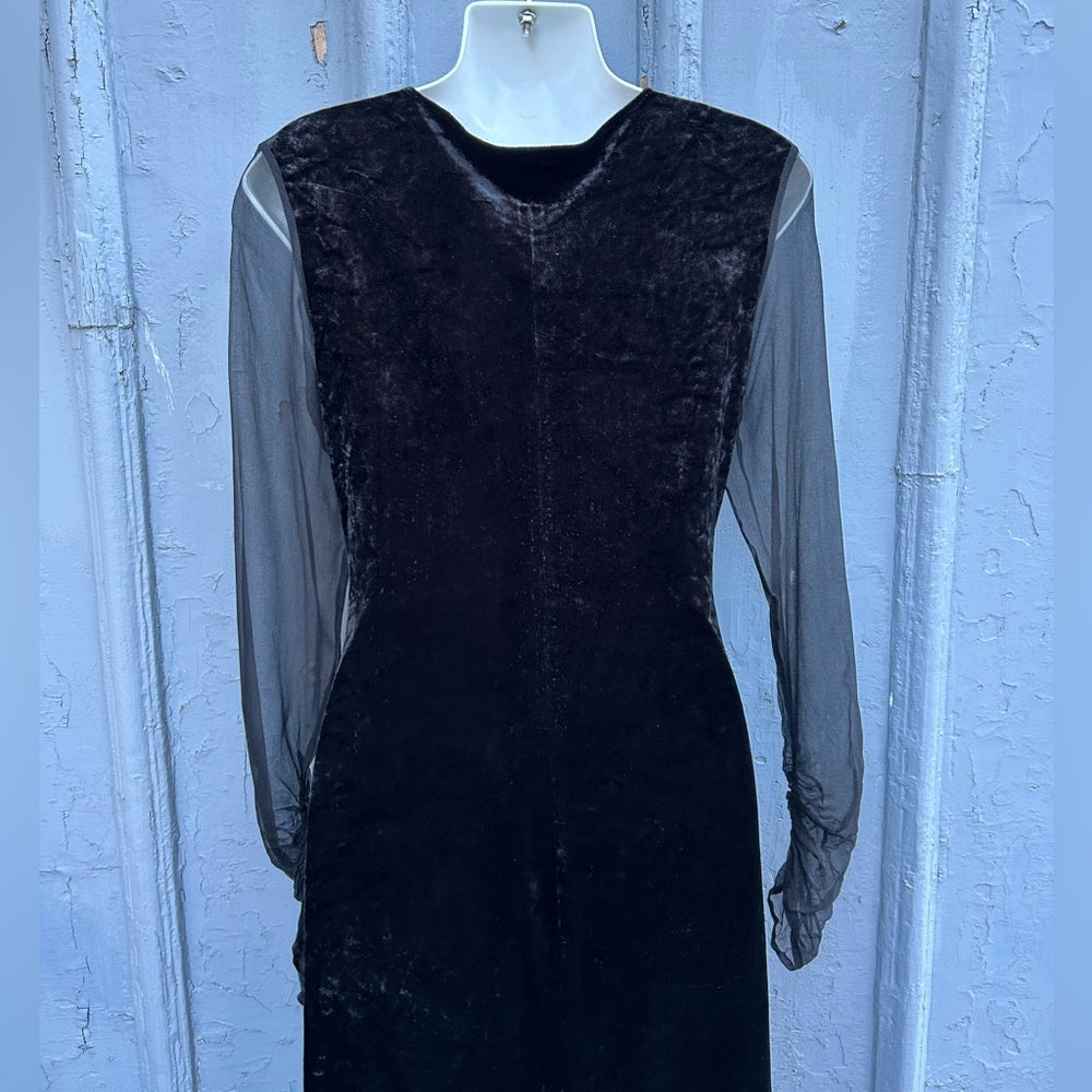 Lida Baday Velvet Bod Con Midi Dress, Size S/M