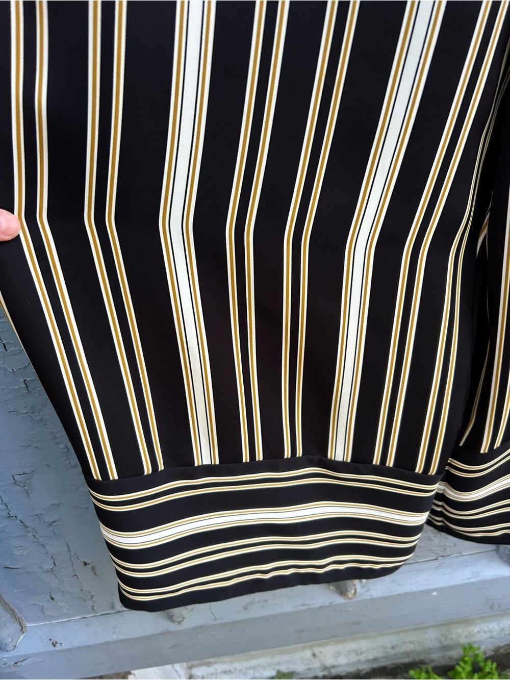 Joseph Ribkoff Black & Gold Stripe Jumpsuit, Size 16