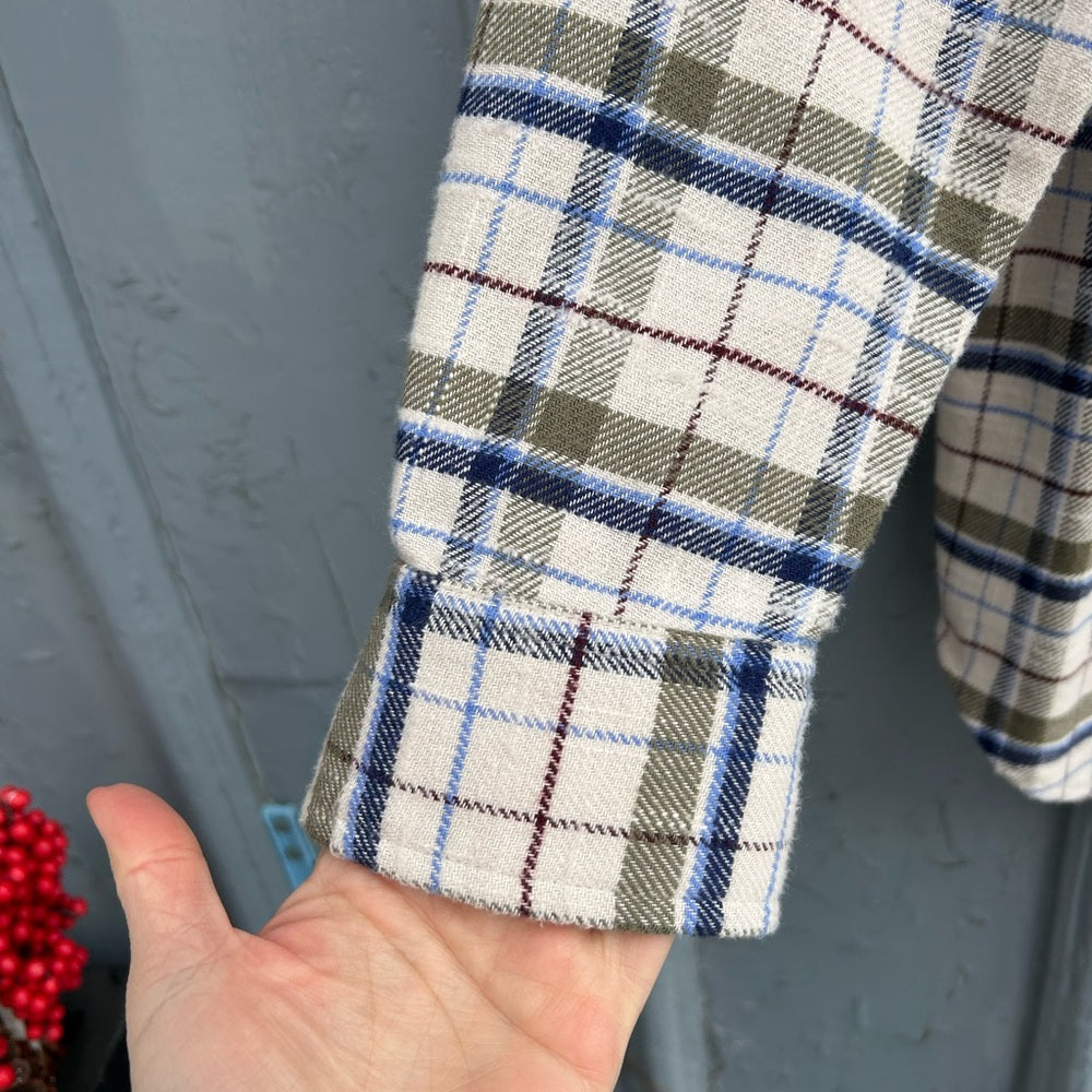 Wilfred Free Plaid Flannel Sail Shirt, size xs