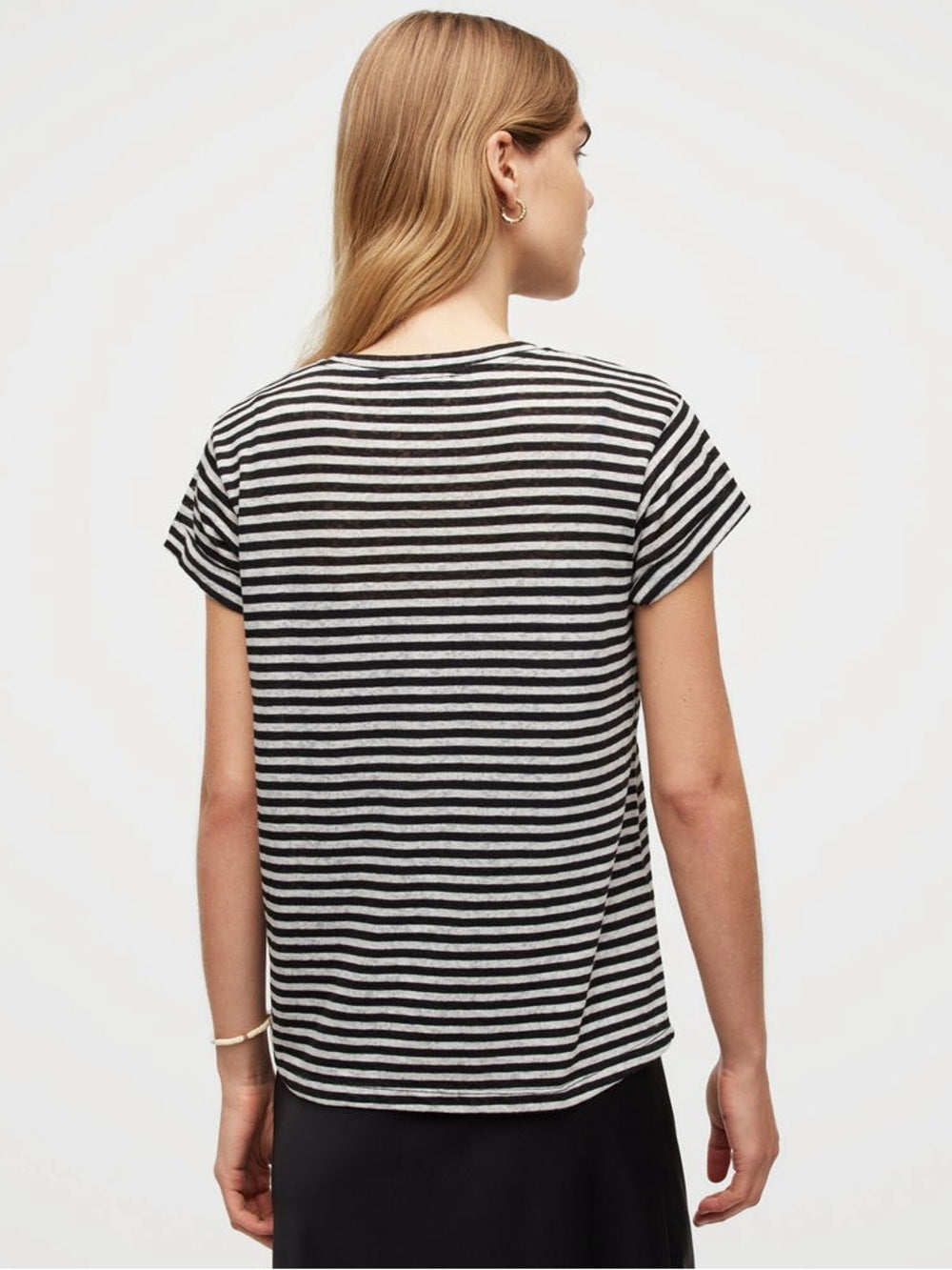 Allsaints black and white striped Anna tee, size 8