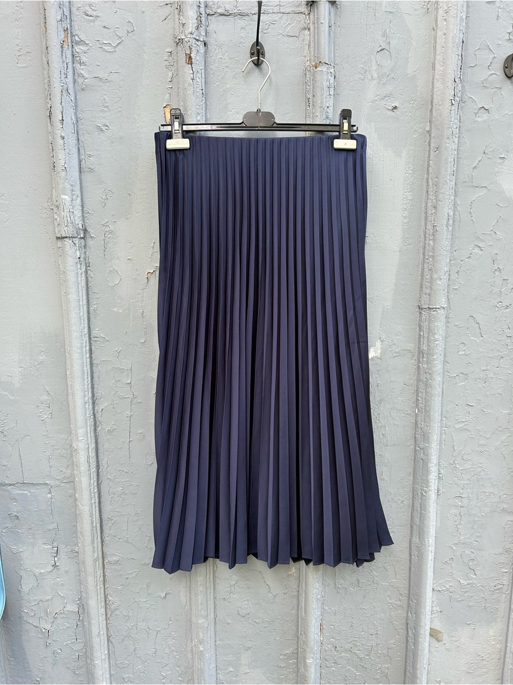 J Crew Navy pleated skirt, size Small