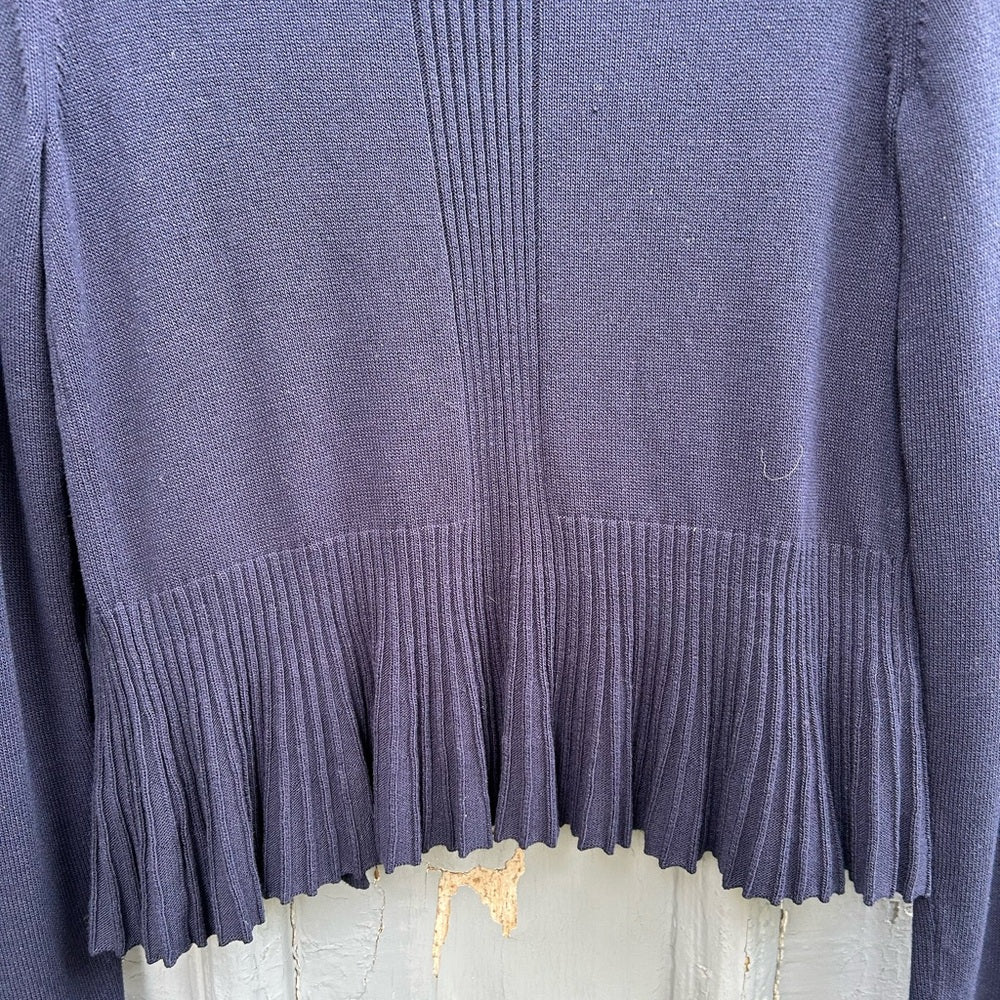 Anthropologie Navy Banlieue Peplum Cardigan, size XS