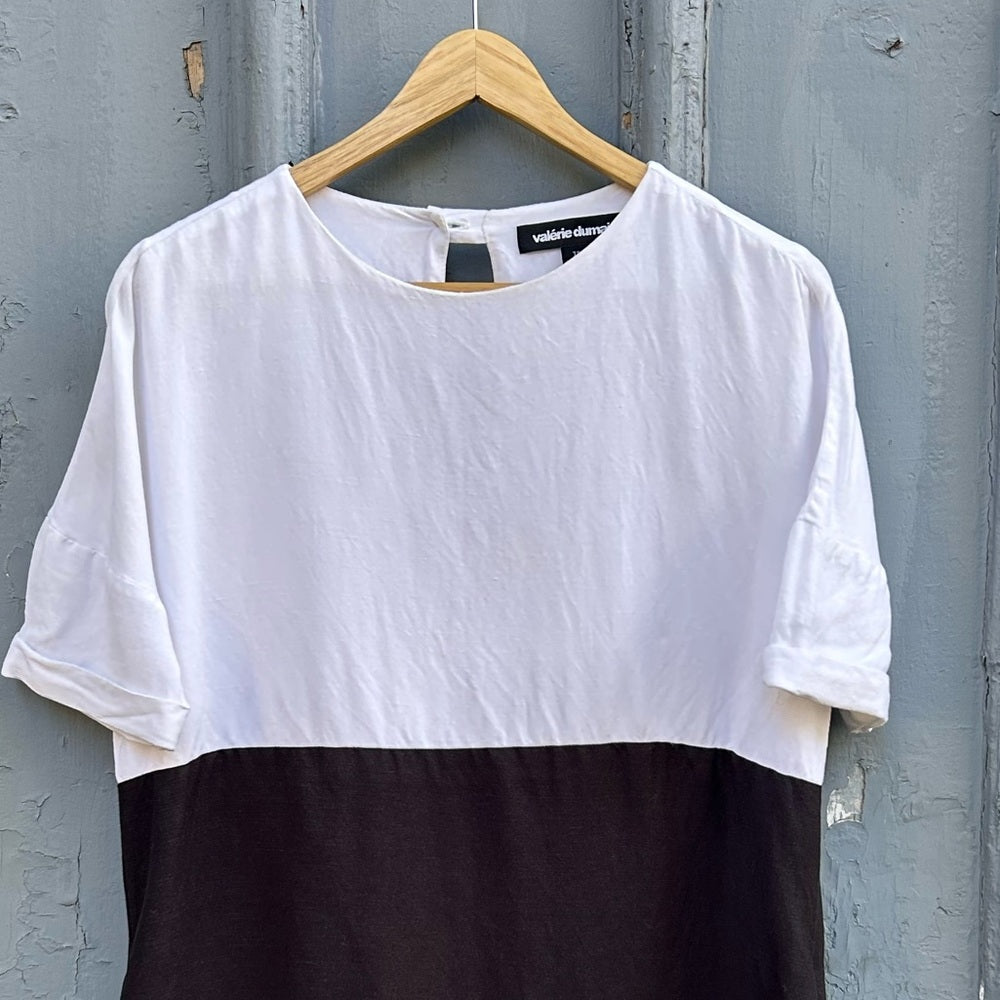 Valerie Dumaine Dionne Linen blend black and white dress, size XS (oversized)