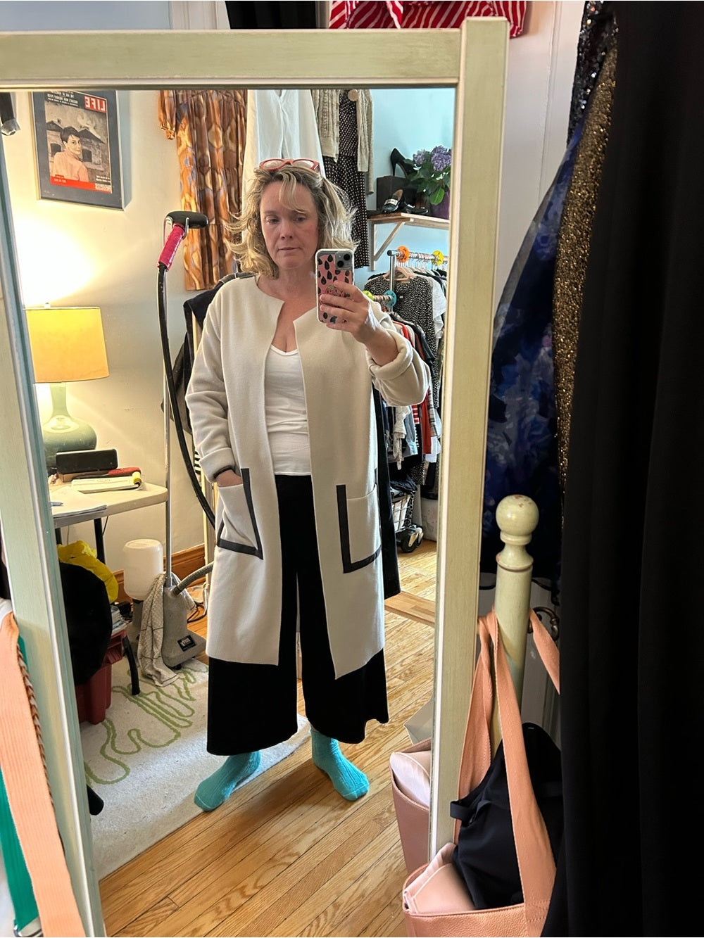 Henriette Steffensen Kit Grey Band Cardigan duster, BNWT, size Small