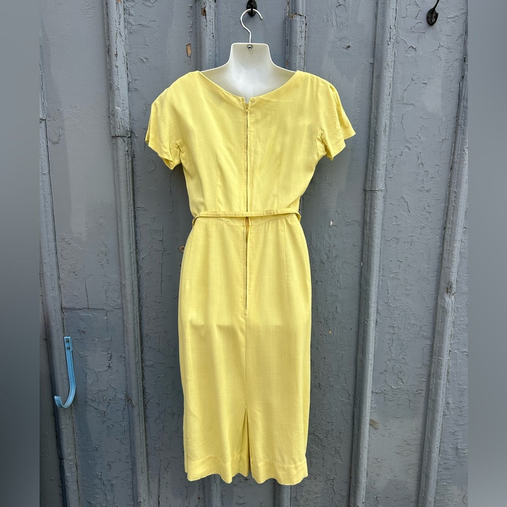 Jonelle 1950's Yellow Dress & jacket set, size vintage "12" (modern 6),