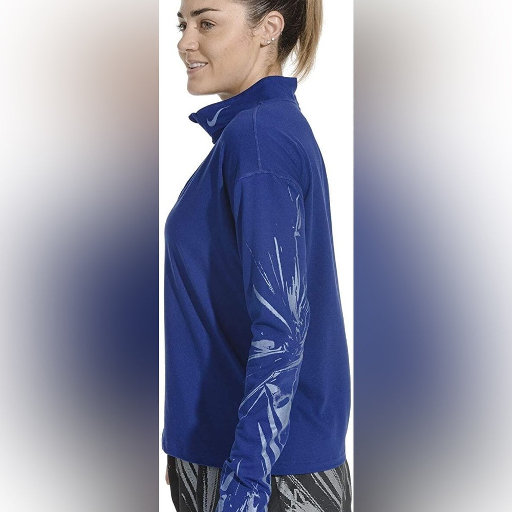 Nike Women Element 1/2 Zip Flash Running Top Blue, size Medium