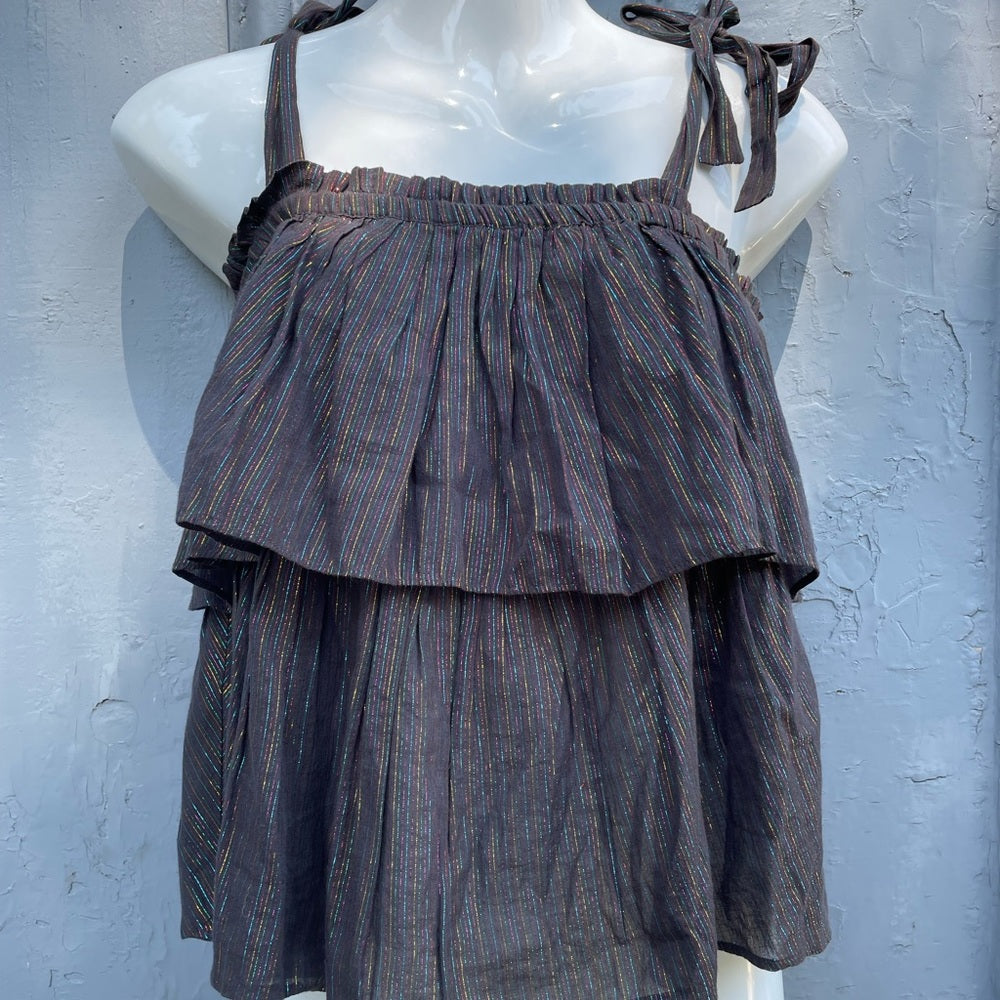 Rebecca Taylor La Vie metallic stripe tank, size xs