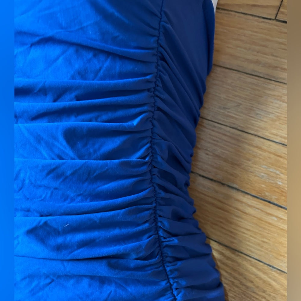J Crew Blue Ruched One Piece, size 8