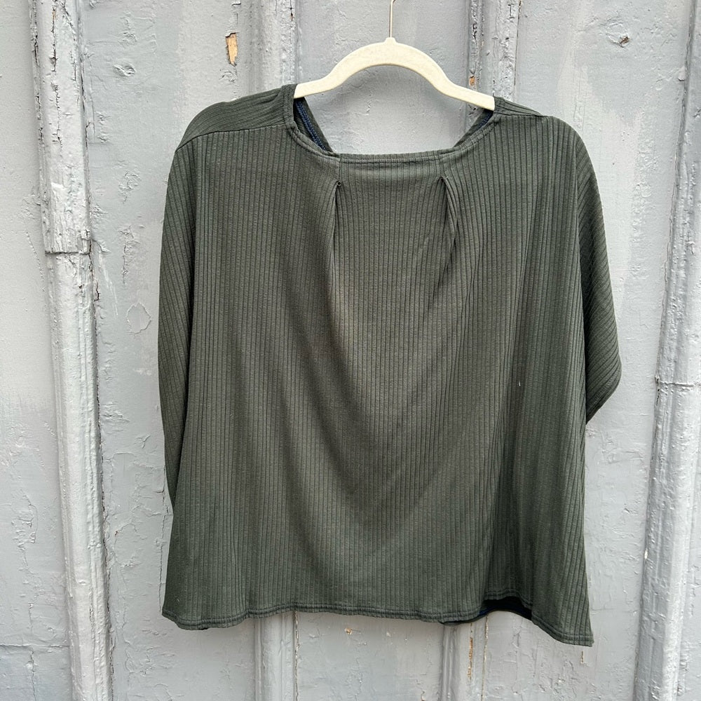 Hackwith Design House Khaki Ribbed Tee, 1/2 (size 1X/2X)