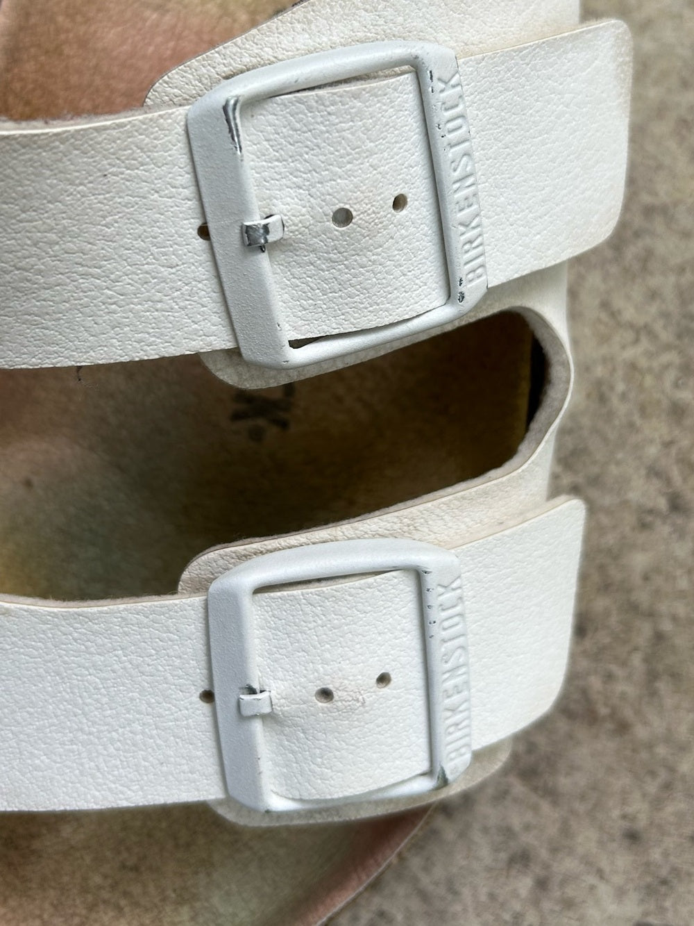 Birkenstock White Arizona Slides, size 41
