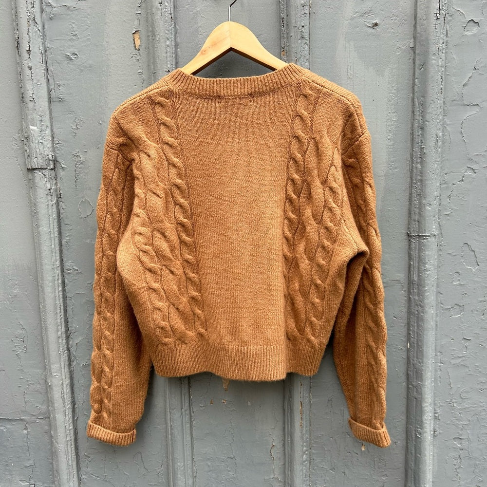 J Crew Caramel Alpaca Merino Button front Cardigan, Small
