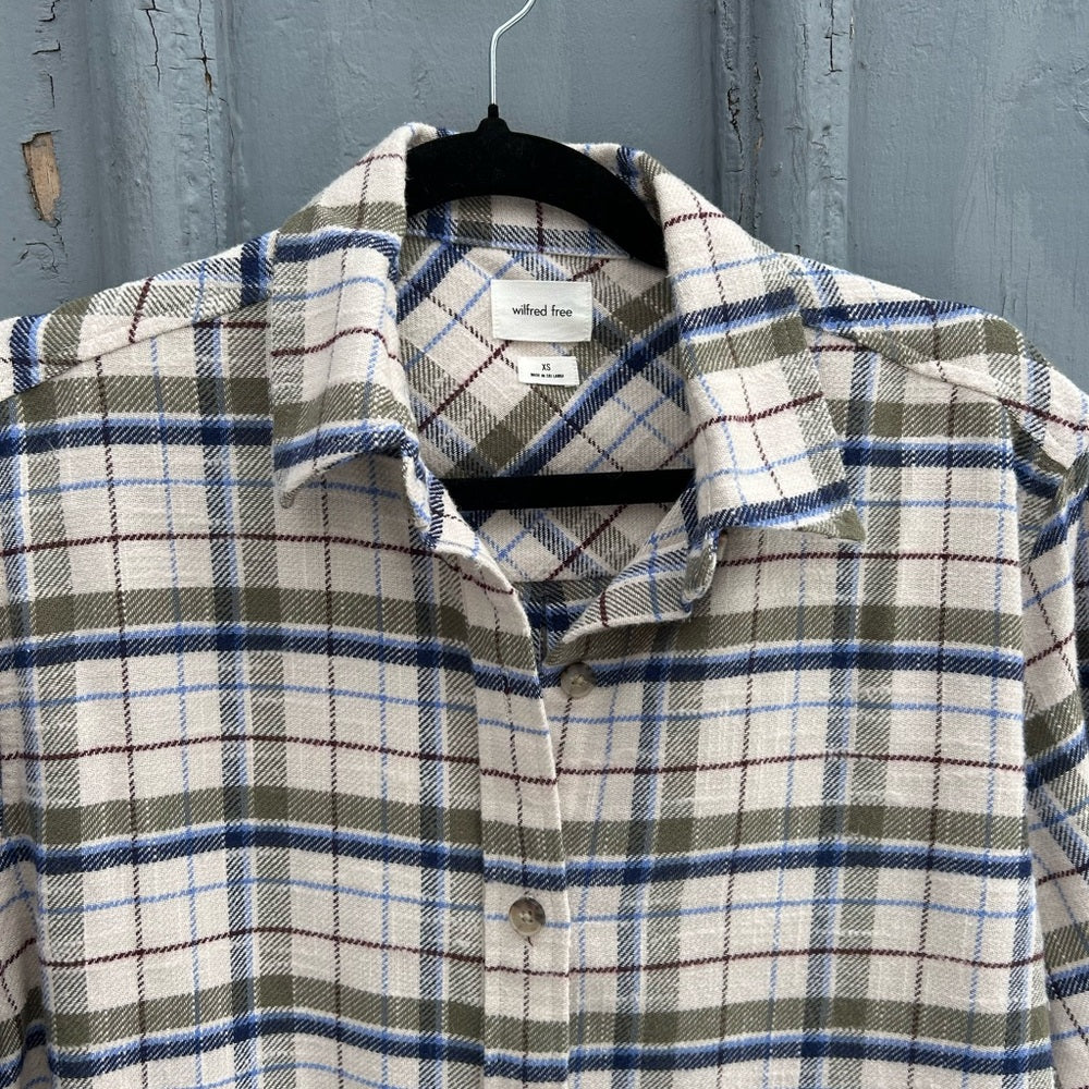 Wilfred Free Plaid Flannel Sail Shirt, size xs