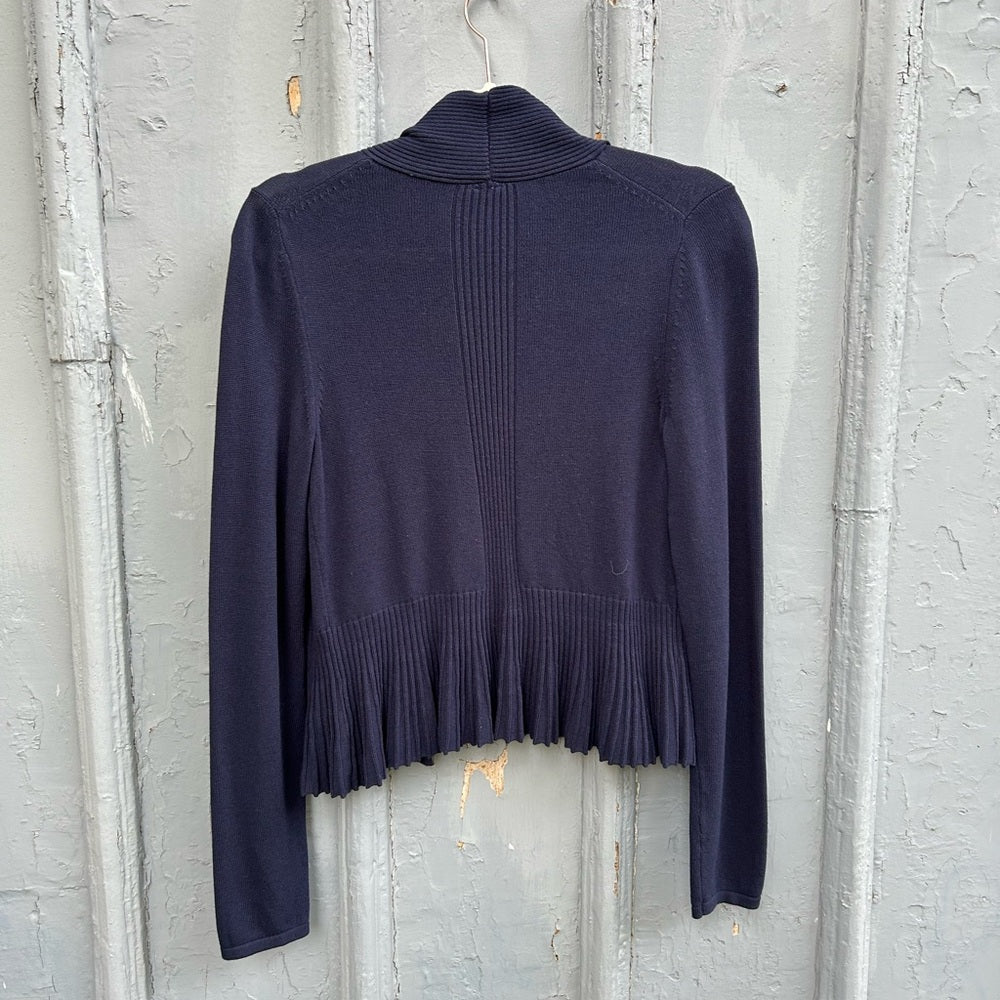 Anthropologie Navy Banlieue Peplum Cardigan, size XS