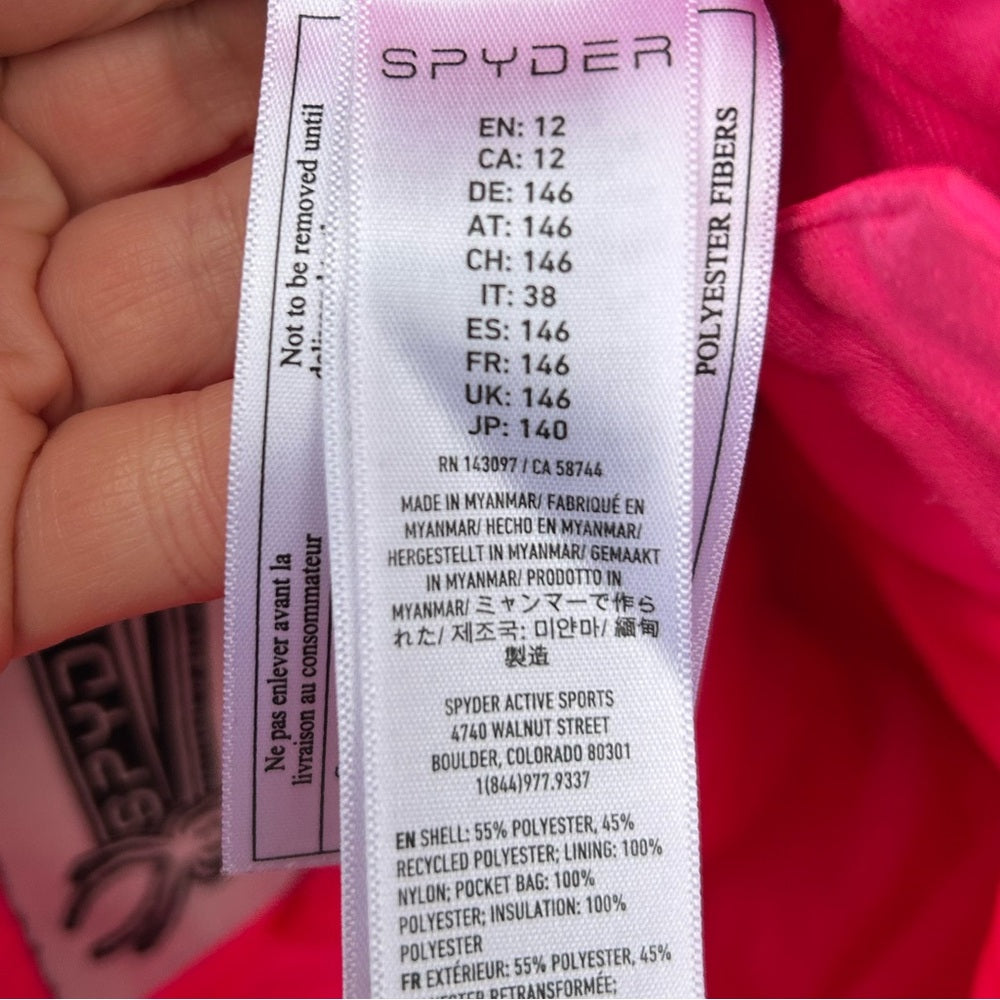 Spyder pink snow pants, size 12Y
