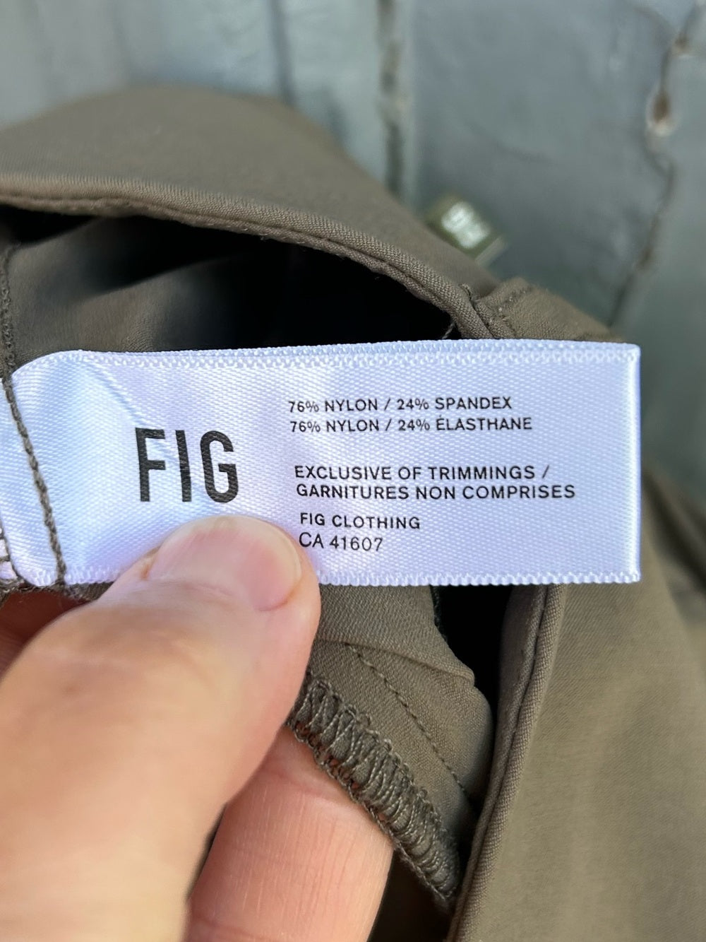 Fig Khaki Nylon trousers, size 8