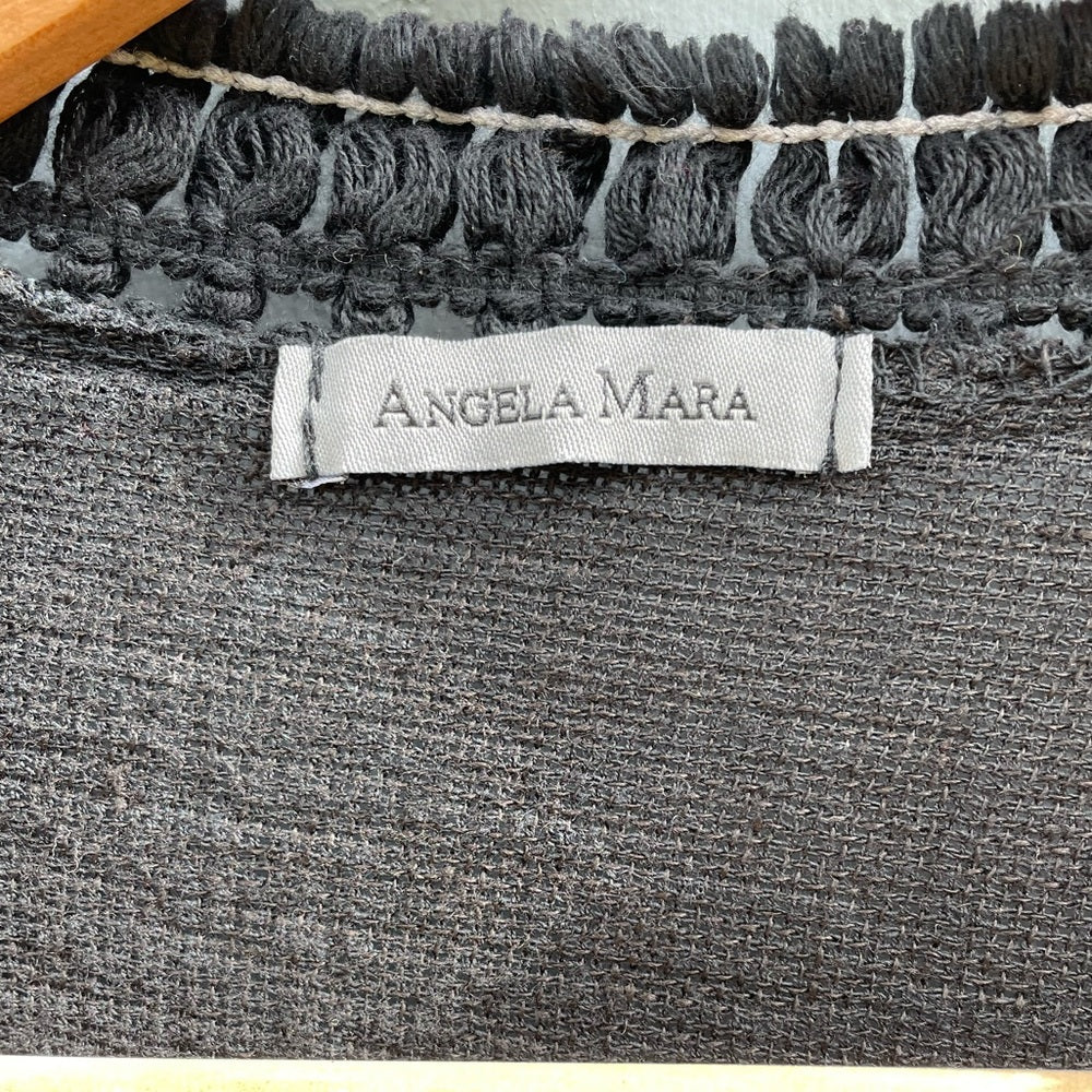 ANGELA MARA Italian Linen Open Front Cardigan, Medium