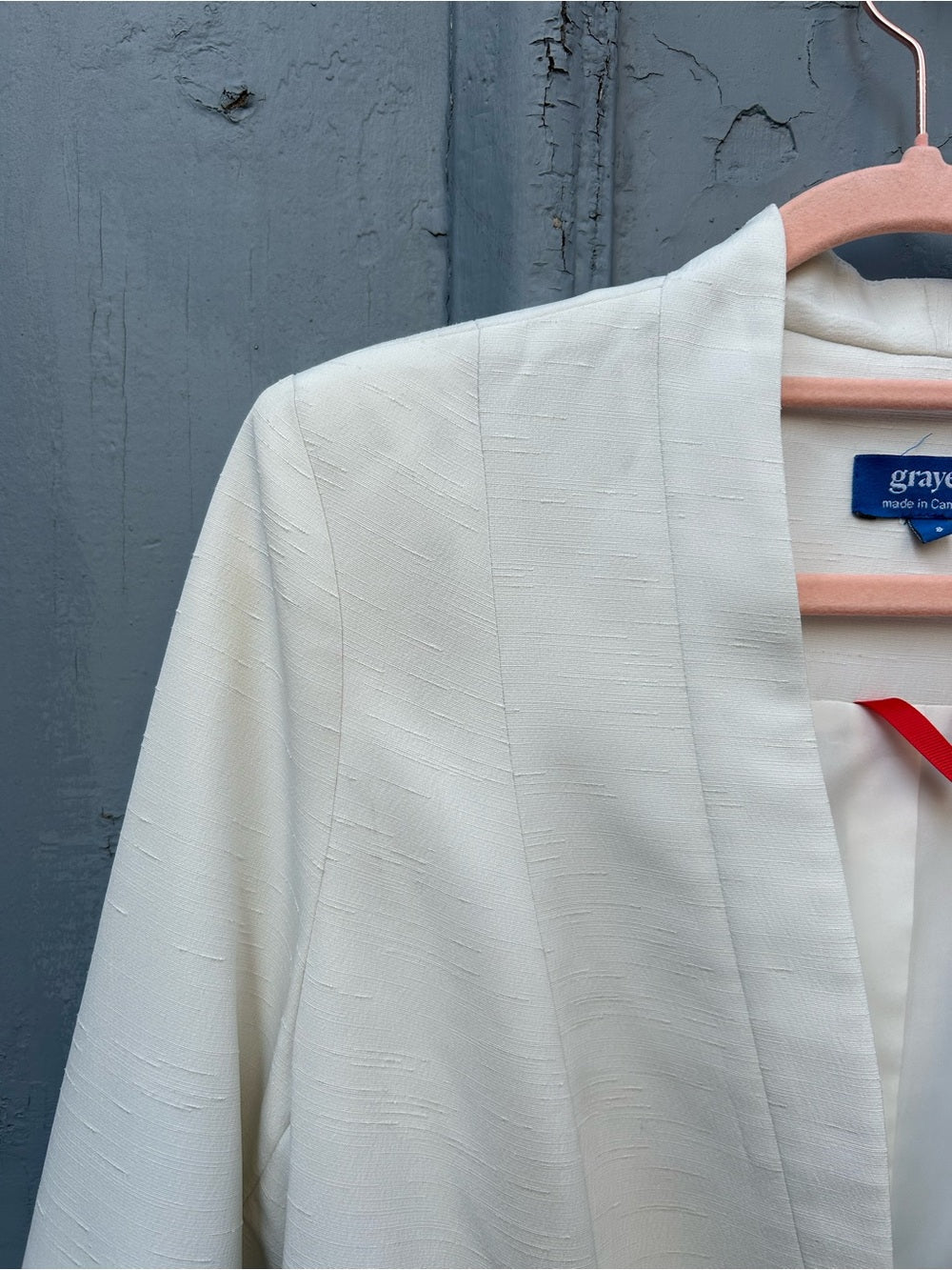 Grayes White textured collarless Kirstine blazer, size 8
