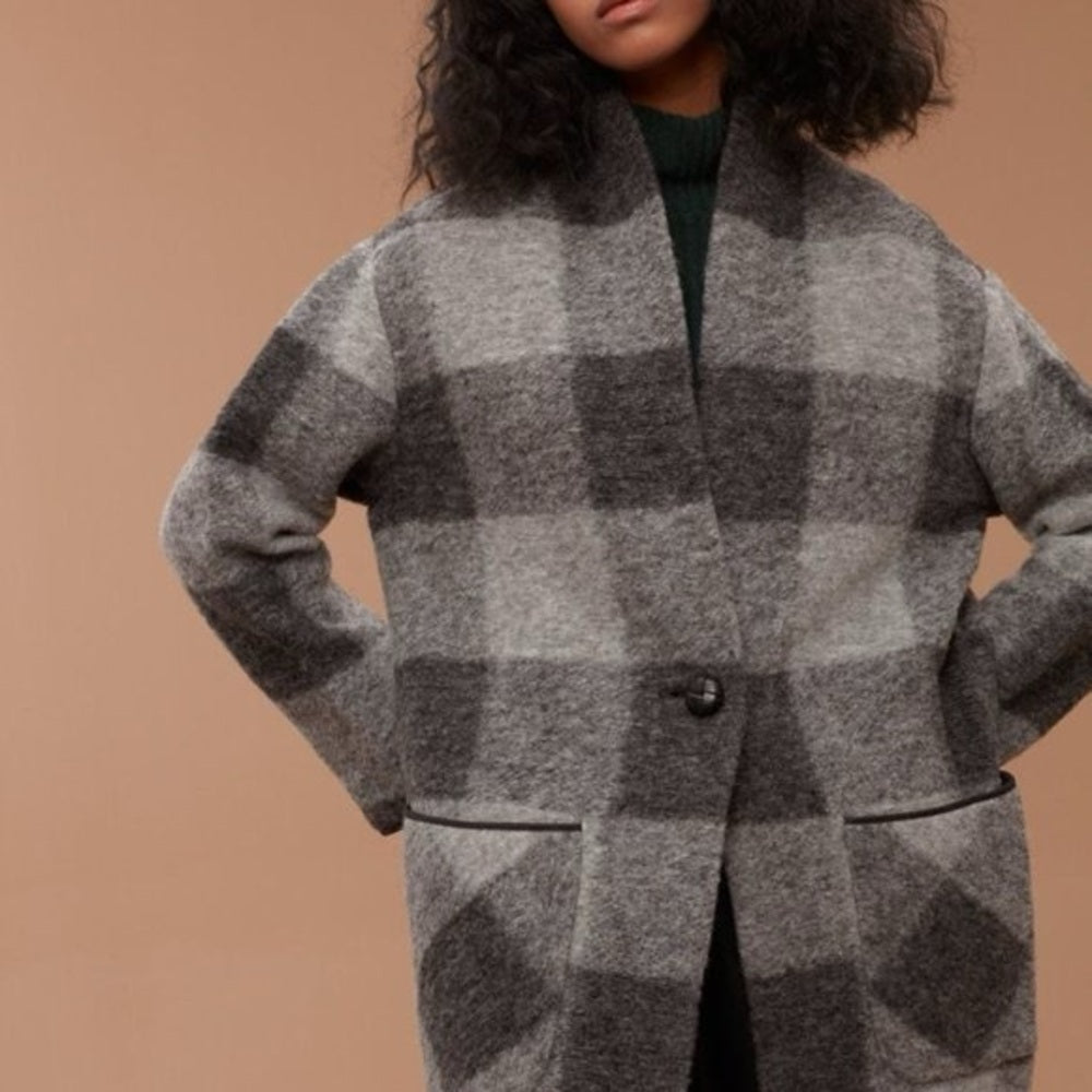 Wilfred Free Grey Plaid Off Duty Jacket, Small
