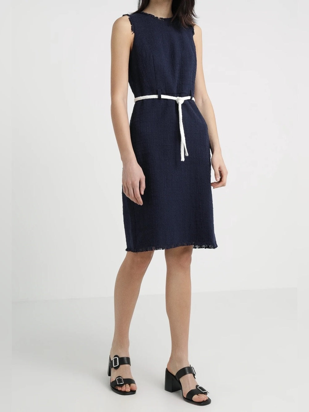 J Crew Navy belted Tweed Shift Dress, size 6