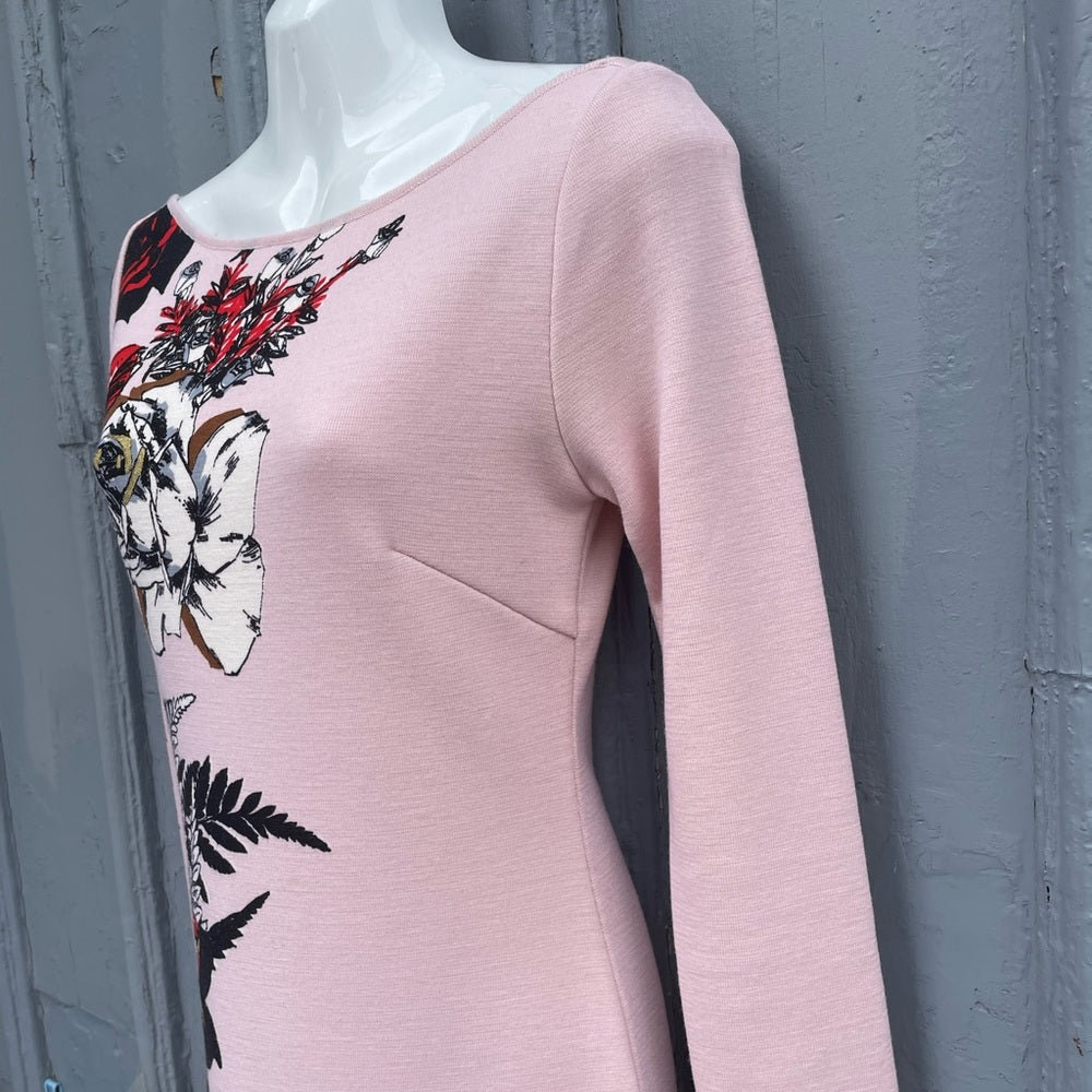 Blumarine Italy pink floral knit dress, size 40