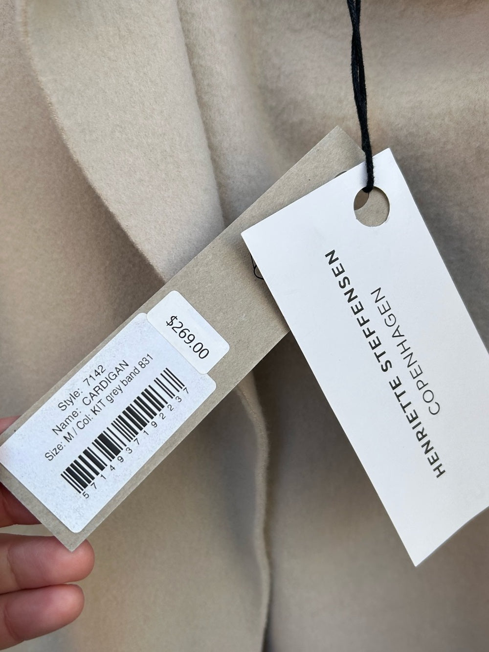 Henriette Steffensen Kit Grey Band Cardigan duster, BNWT, size Small
